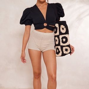 Prettylittlething tie waist crop top